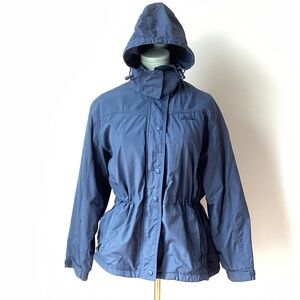 L.L. Bean Petite Fleece Lined Windbreaker with Removable Hood - Blue - SP